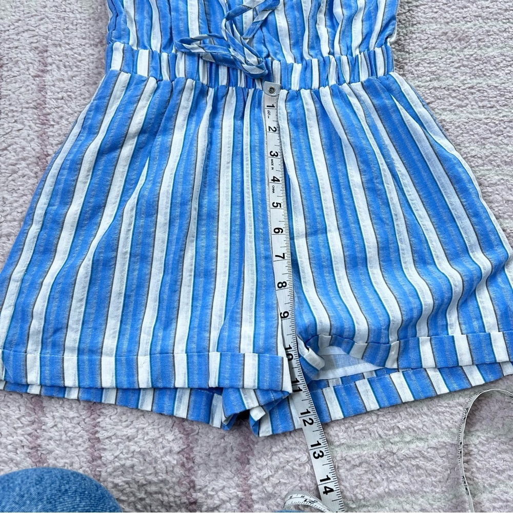 NWT Hayden Girls Striped Blue and White Romper 100% Cotton Size 10 Spring Summer - Picture 9 of 11